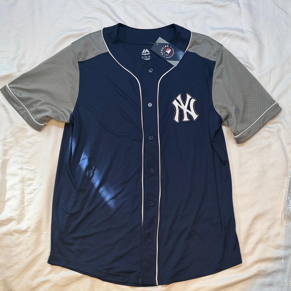 New York Yankees Majestic Navy and Gray Baseball Jersey
